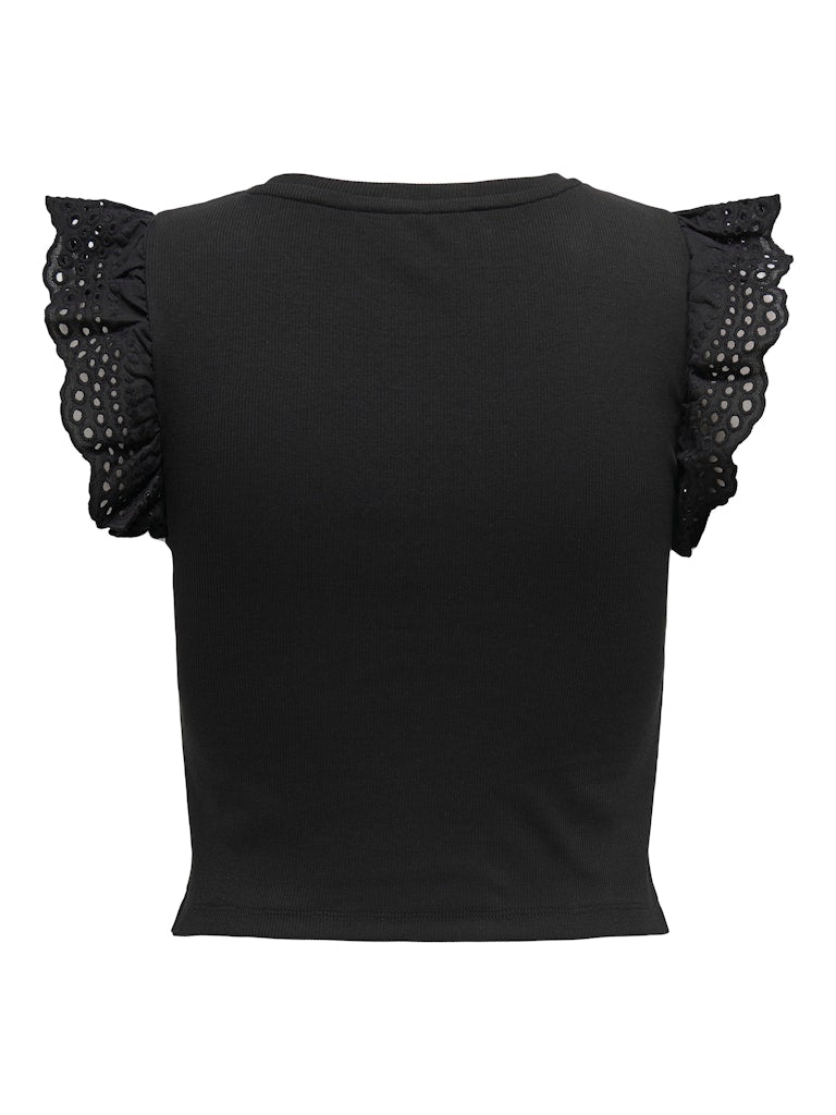 T-shirt crop alette sangallo