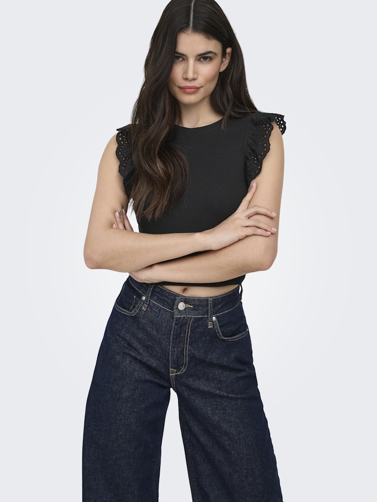 T-shirt crop alette sangallo