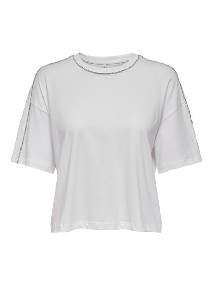 T-shirt crop perline