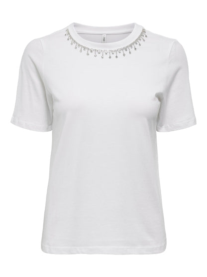T-shirt perline collo