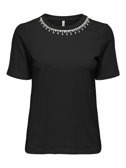 T-shirt perline collo