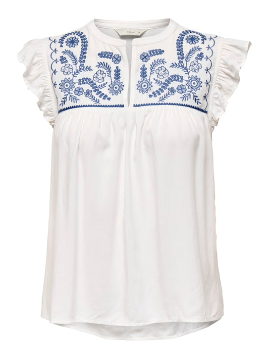 Camicia volant spalle ricami