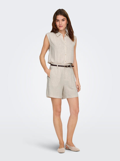 Short misto lino cintura