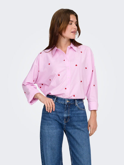 Camicia rigata ricamata