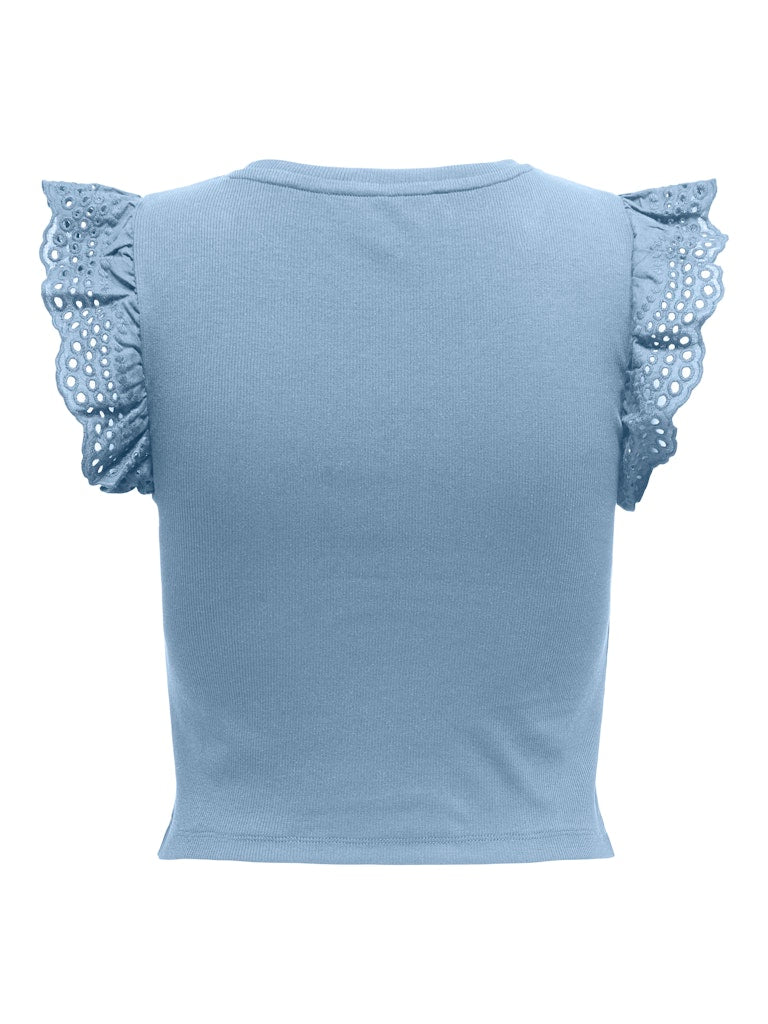 T-shirt crop alette sangallo