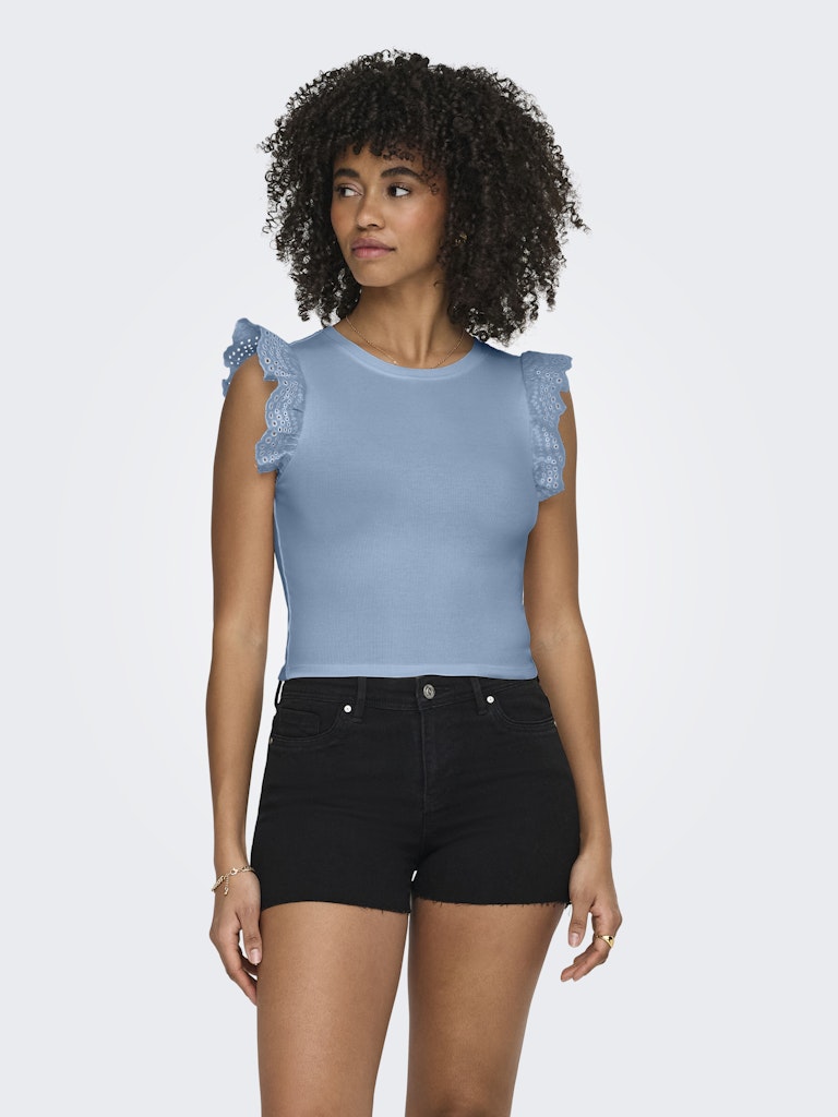 T-shirt crop alette sangallo