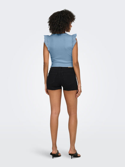 T-shirt crop alette sangallo