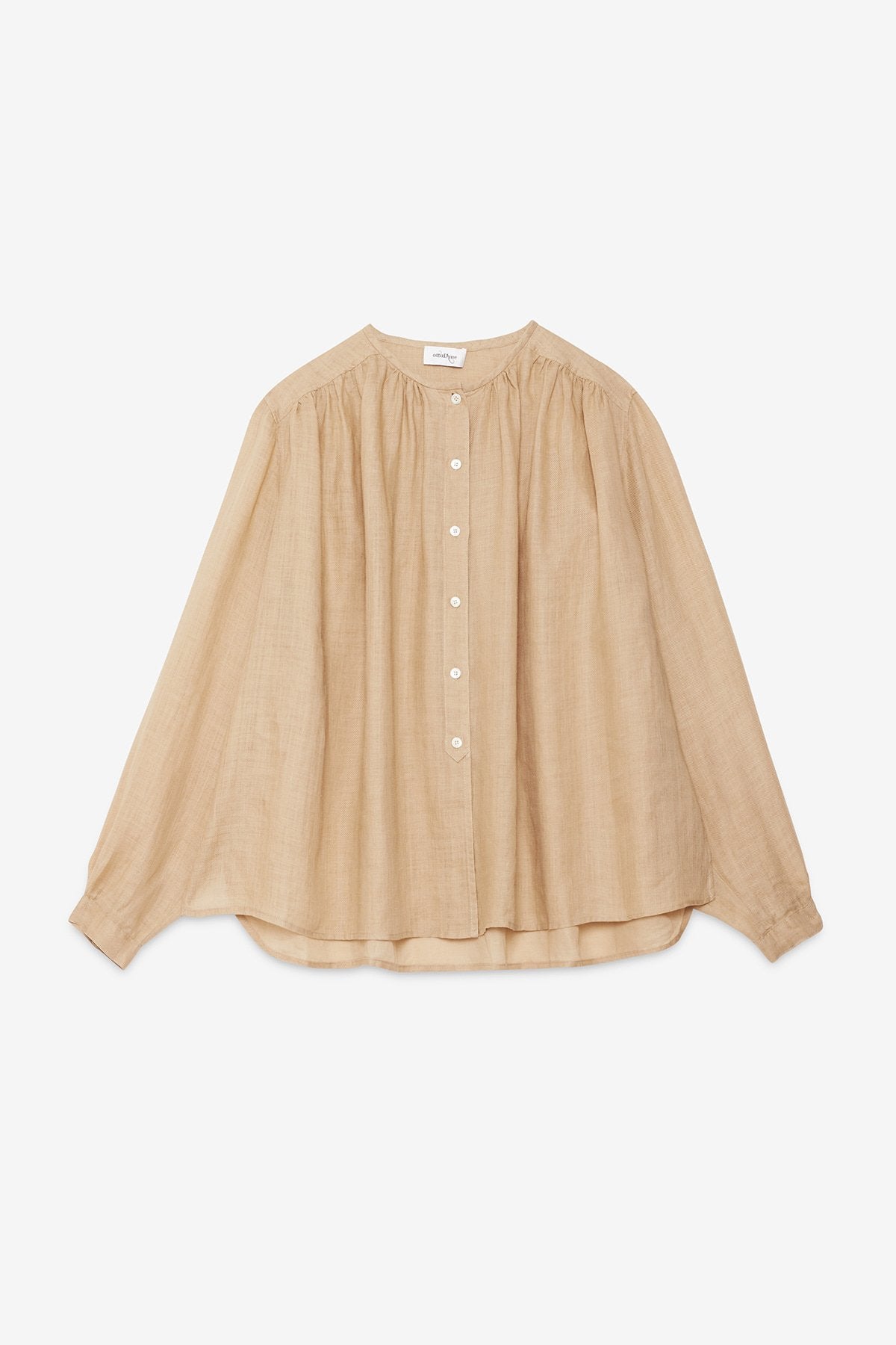 Camicia girocollo effetto lino