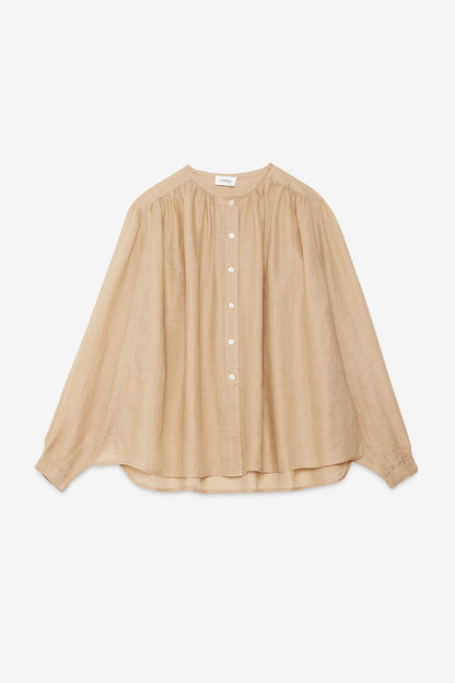 Camicia girocollo effetto lino