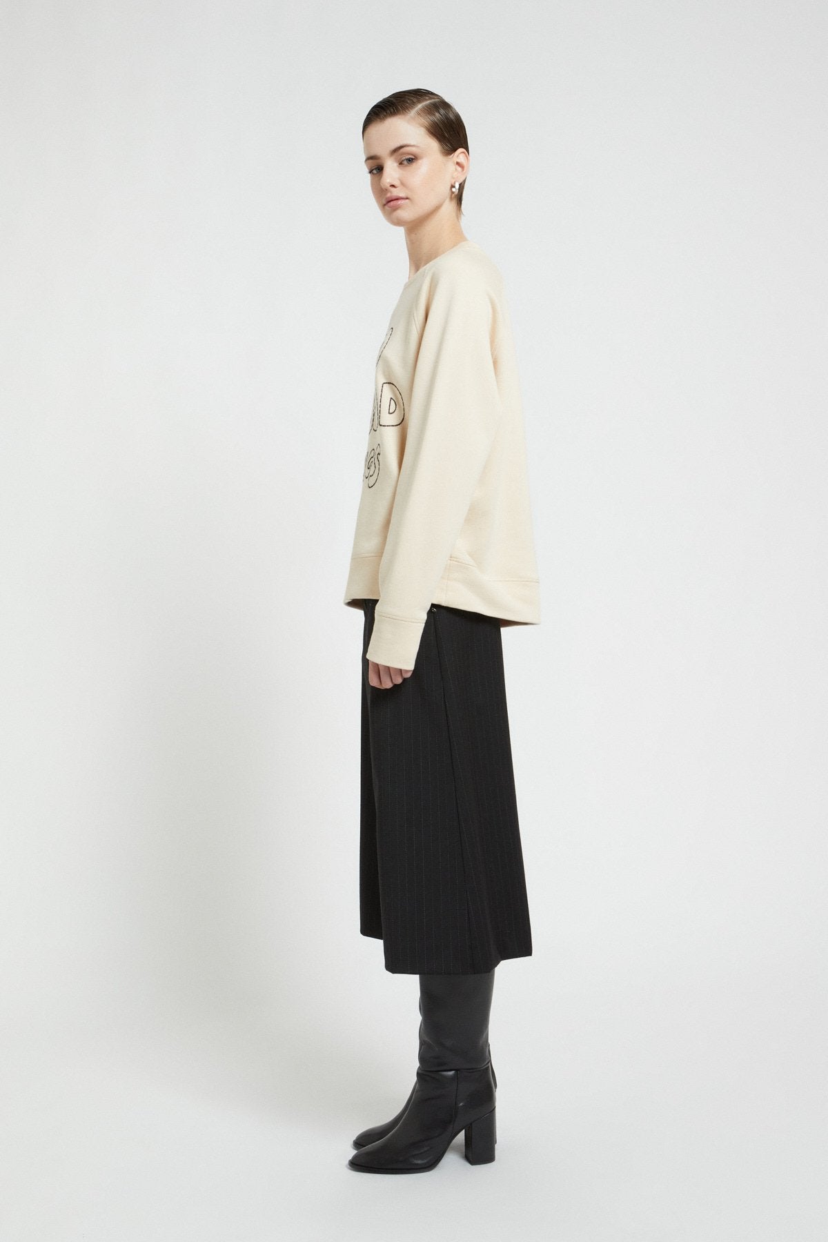 Gonna pantalone gessata