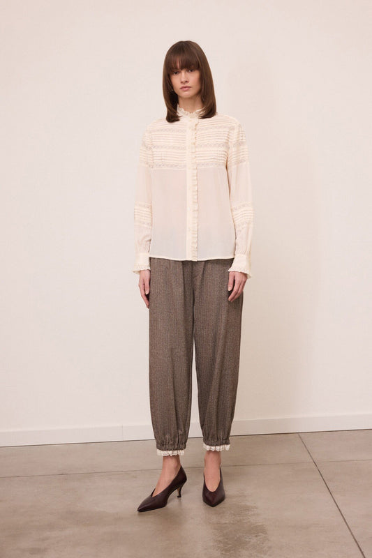 Camicia coreana inserti pizzo