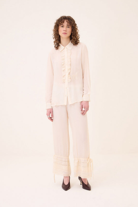 Camicia ricamata jabot