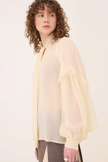 Camicia scollo V fiocco