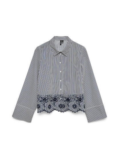 Camicia righe ricamo