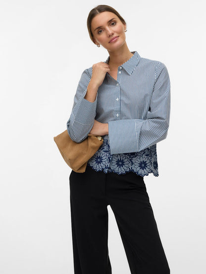 Camicia righe ricamo