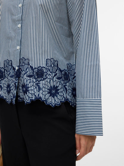 Camicia righe ricamo