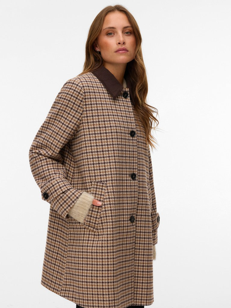 Giaccone pied de poule donna con lana