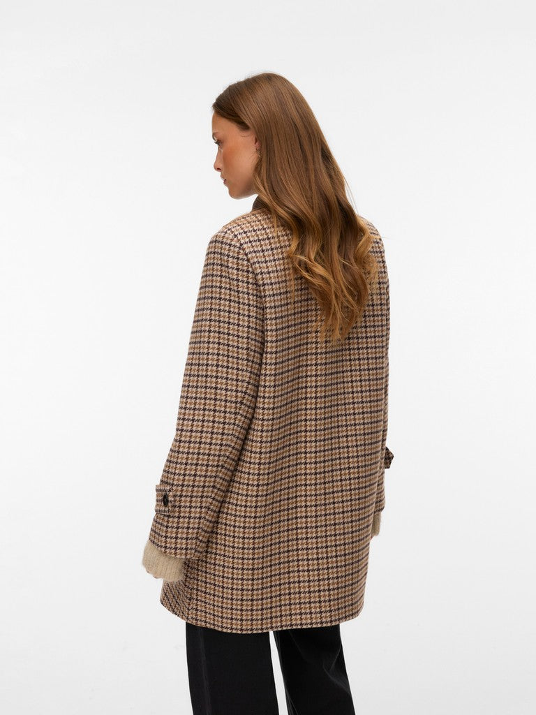 Giaccone pied de poule donna con lana