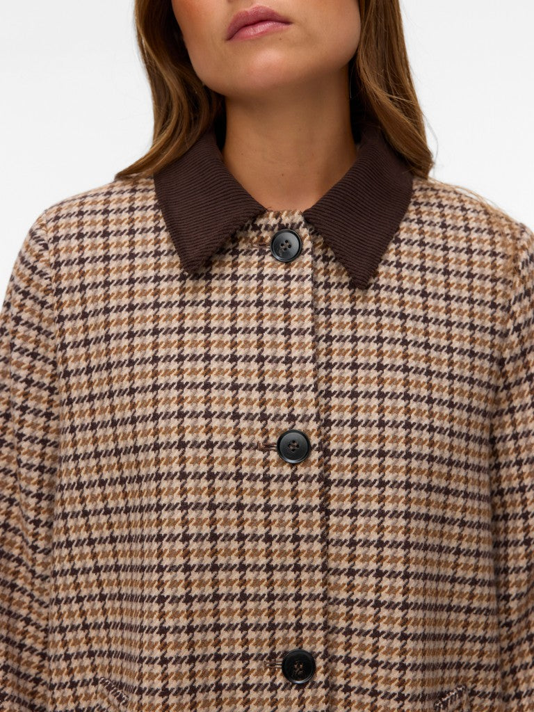 Giaccone pied de poule donna con lana