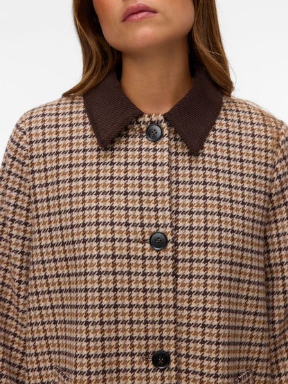 Giaccone pied de poule donna con lana
