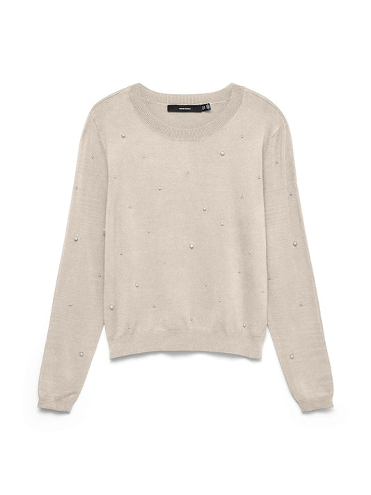 Maglia girocollo perle