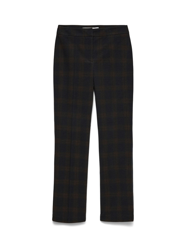 Pantaloni check donna vita alta straight fit