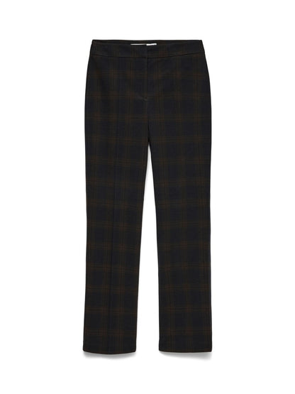 Pantaloni check donna vita alta straight fit