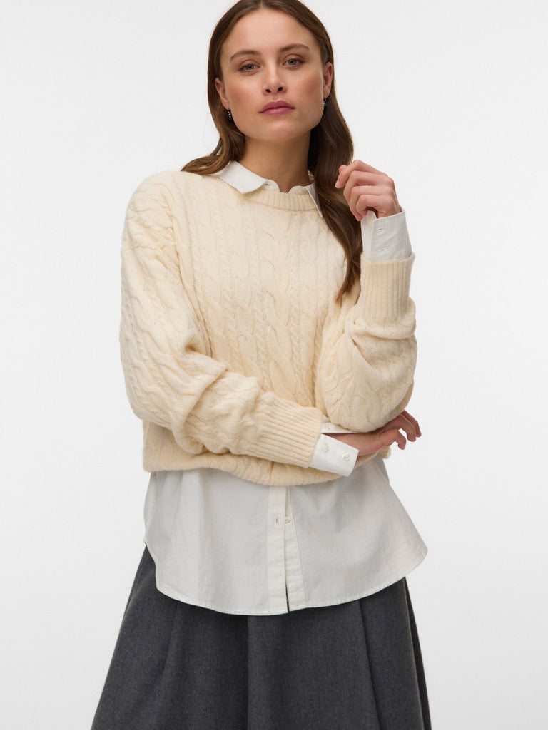 Maglia girocollo trecce