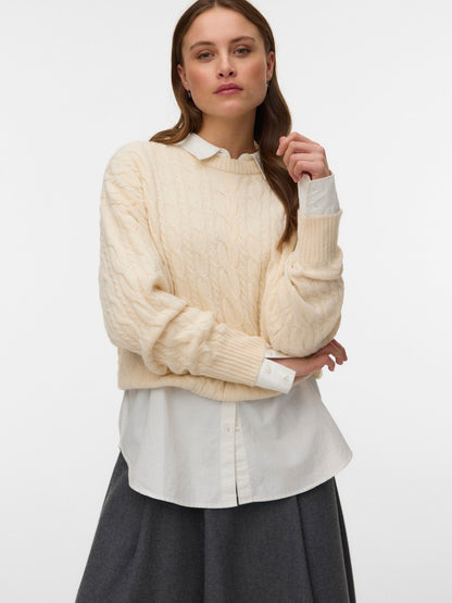 Maglia girocollo trecce