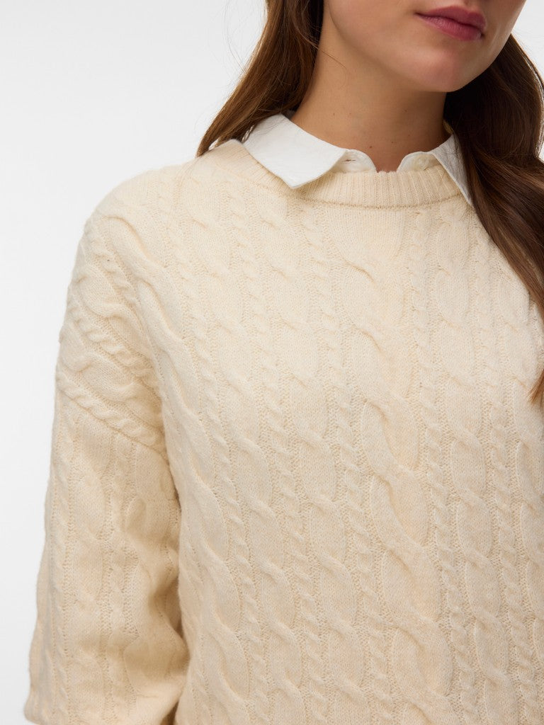 Maglia girocollo trecce