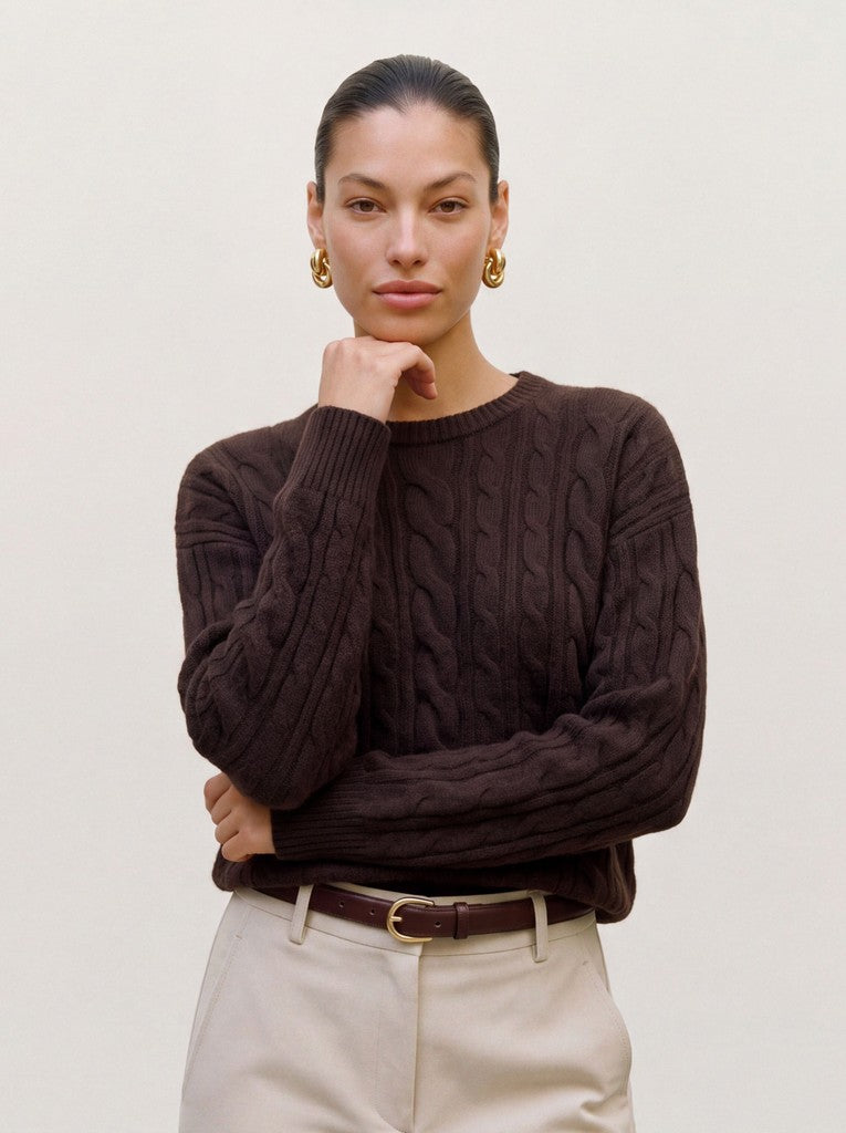 Maglia girocollo trecce