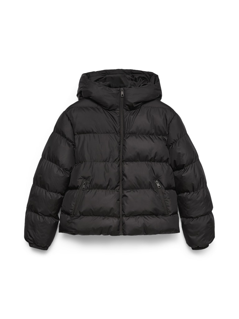 Piumino corto cappuccio
