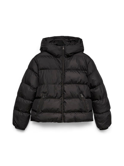 Piumino corto cappuccio