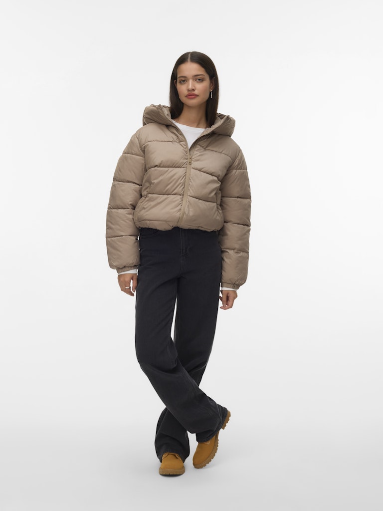 Piumino corto cappuccio