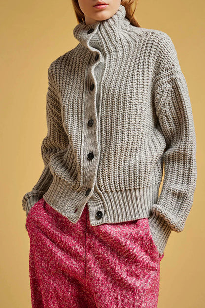 Cardigan lupetto bottoni