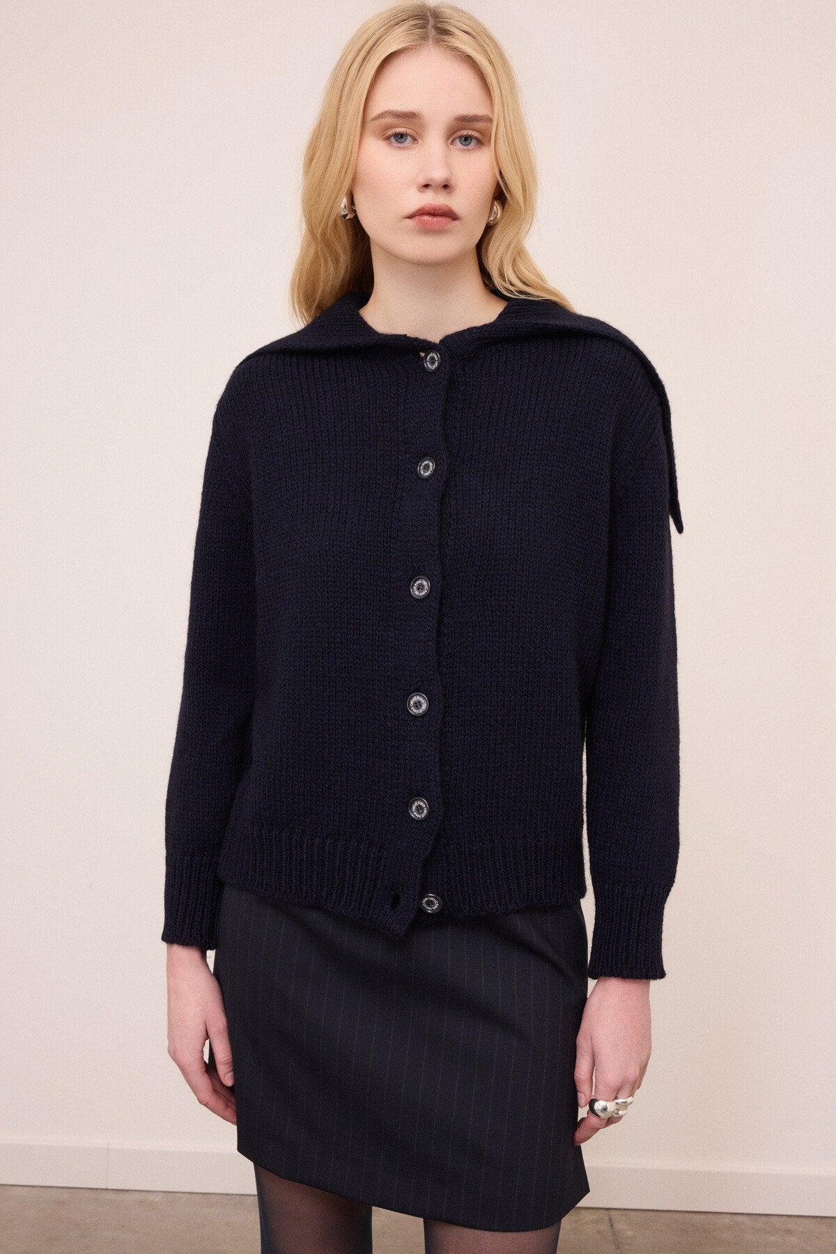Cardigan collo ampio