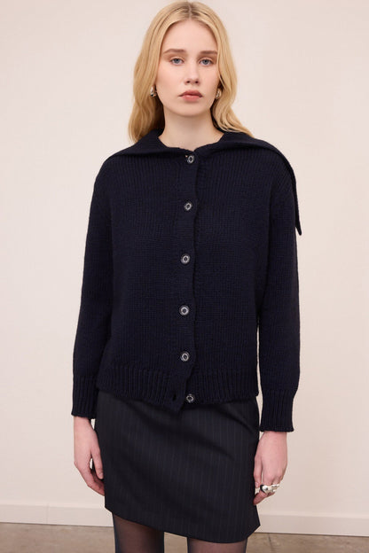 Cardigan collo ampio