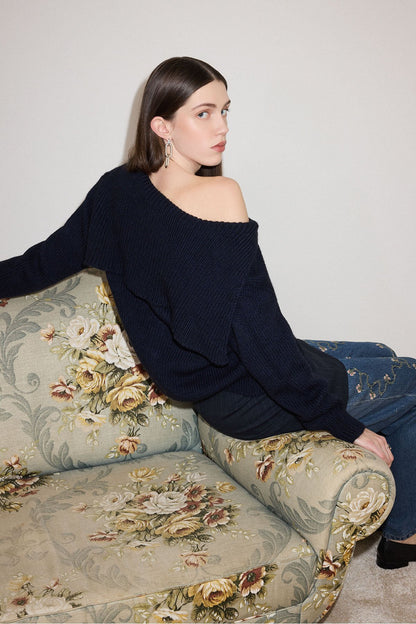 Cardigan collo ampio