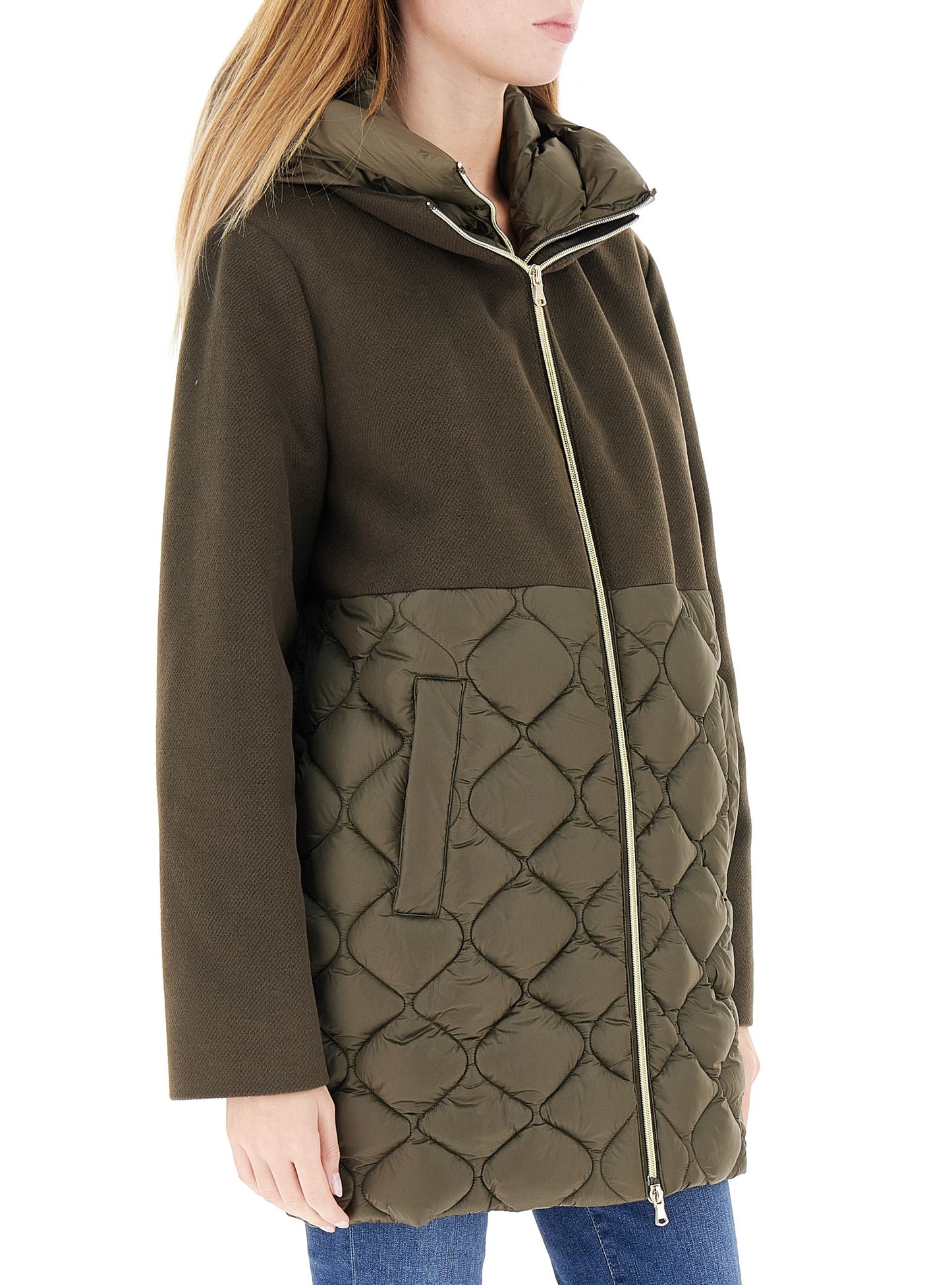 Piumino losanghe cappuccio