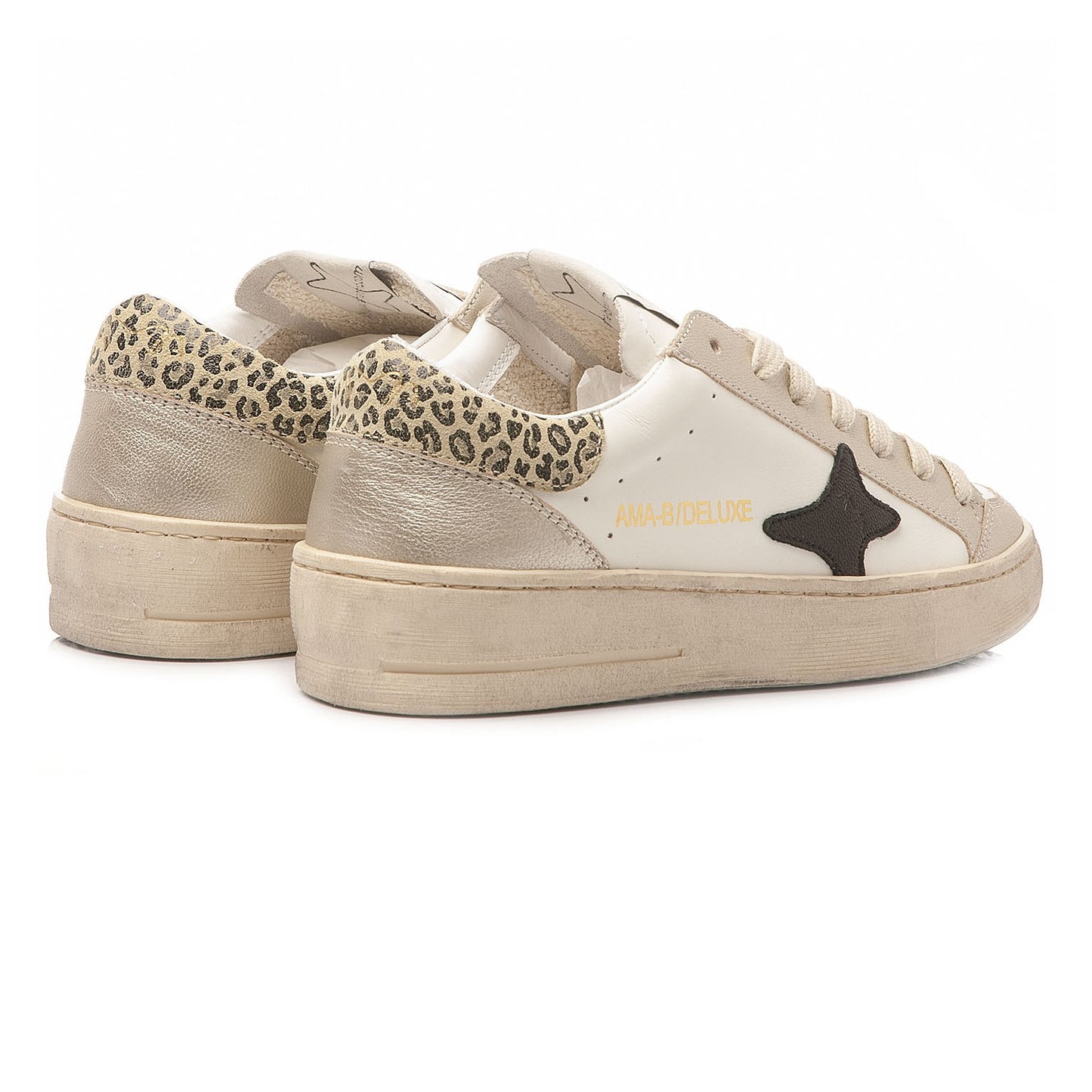 Scarpe pelle inserto animalier