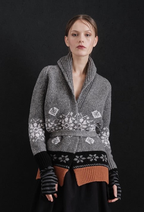Cardigan jacquard cintura