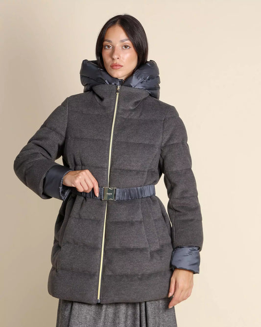 Piumino cintura cappuccio