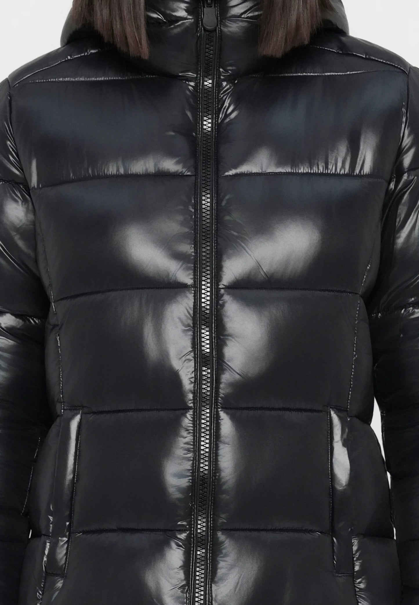 Piumino lungo cappuccio