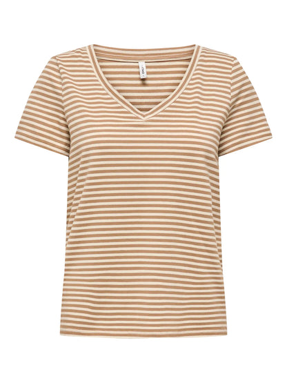 T-shirt scollo V righe