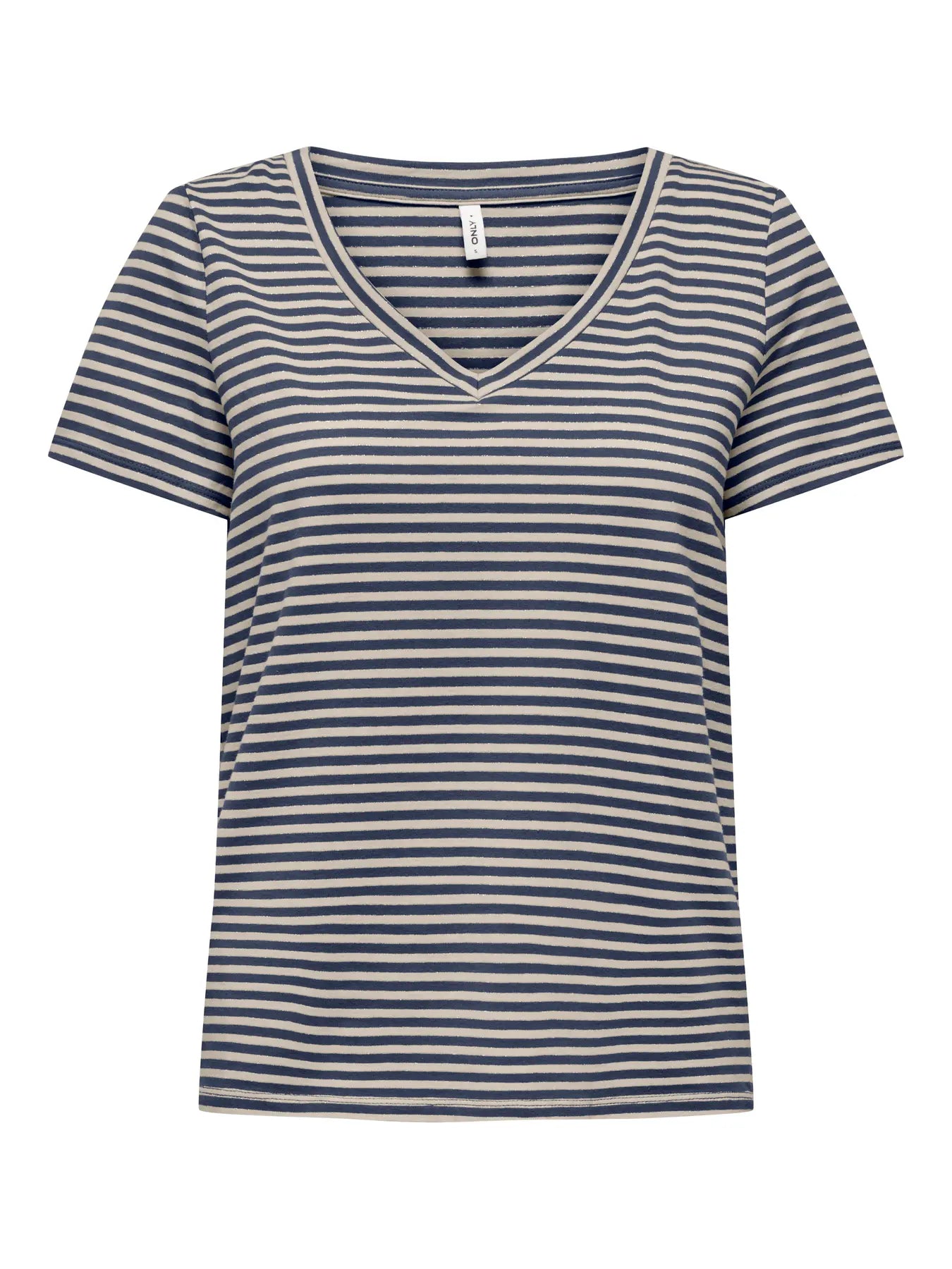 T-shirt scollo V righe