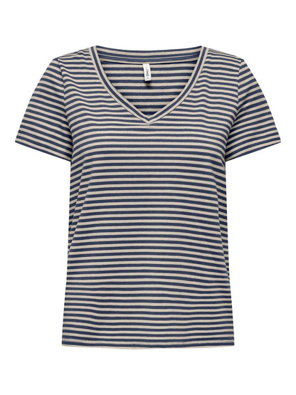 T-shirt scollo V righe