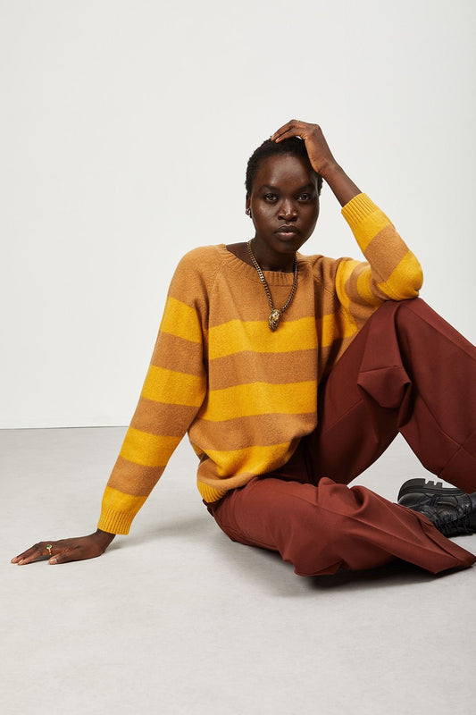 MAGLIA RIGHE BICOLORE PURO CASHMERE