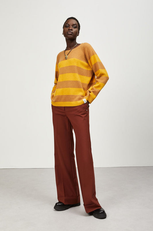 MAGLIA RIGHE BICOLORE PURO CASHMERE