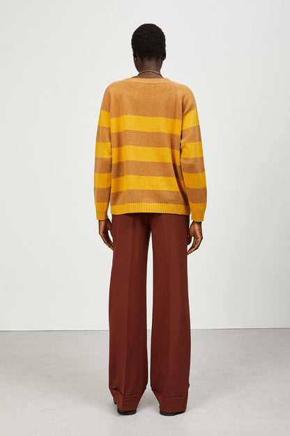 MAGLIA RIGHE BICOLORE PURO CASHMERE