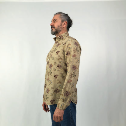 CAMICIA MISTO LINO FANTASIA IN TINTA